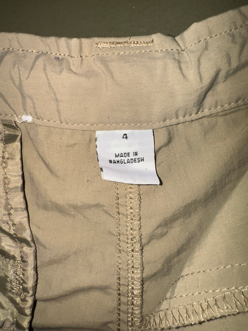 Khaki Drawstring Cargo Capri Pants