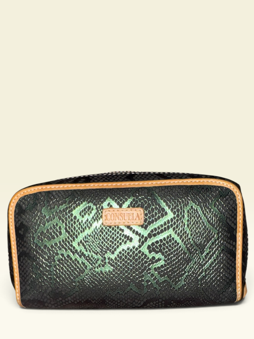 Consuela Green Snakeskin-Print Zip-Around Wallet