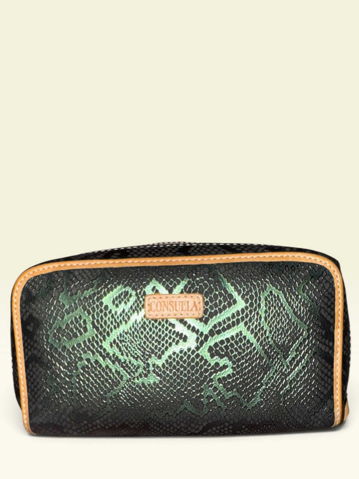 Consuela Green Snakeskin-Print Zip-Around Wallet