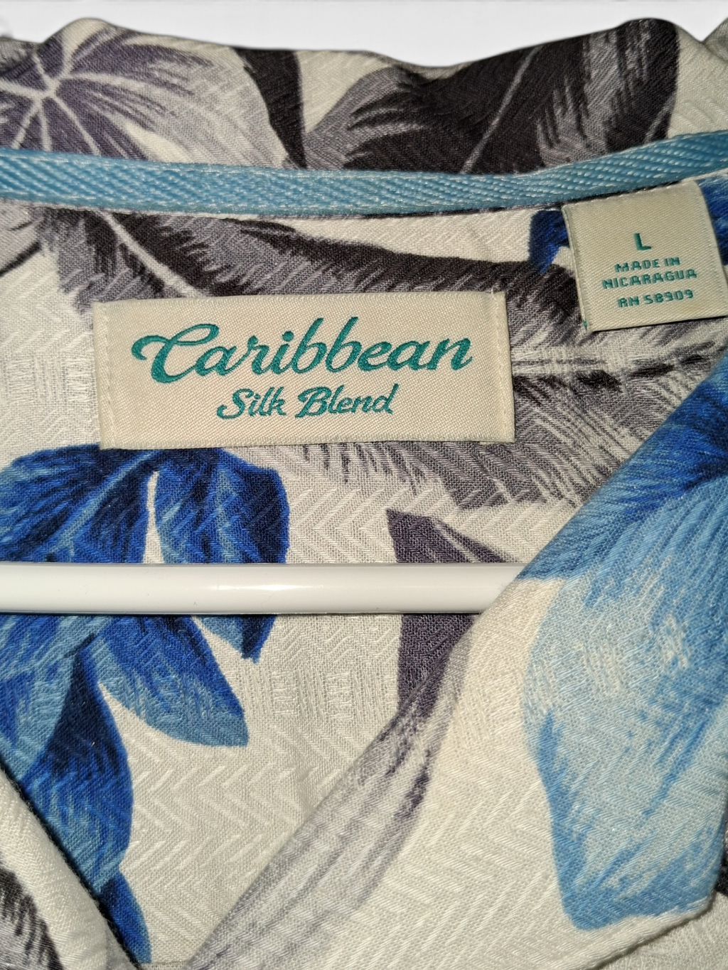 Caribbean Silk Blend Blue Hibiscus Hawaiian Shirt