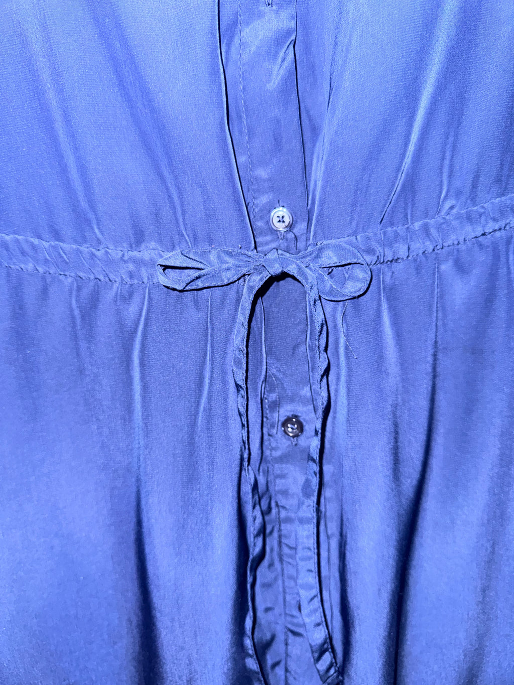 Navy Blue Silky Shirt Dress