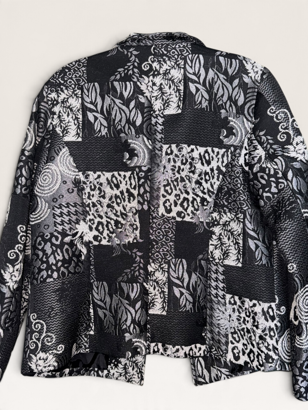 Christopher & Banks Black & White Mixed-Pattern Jacket
