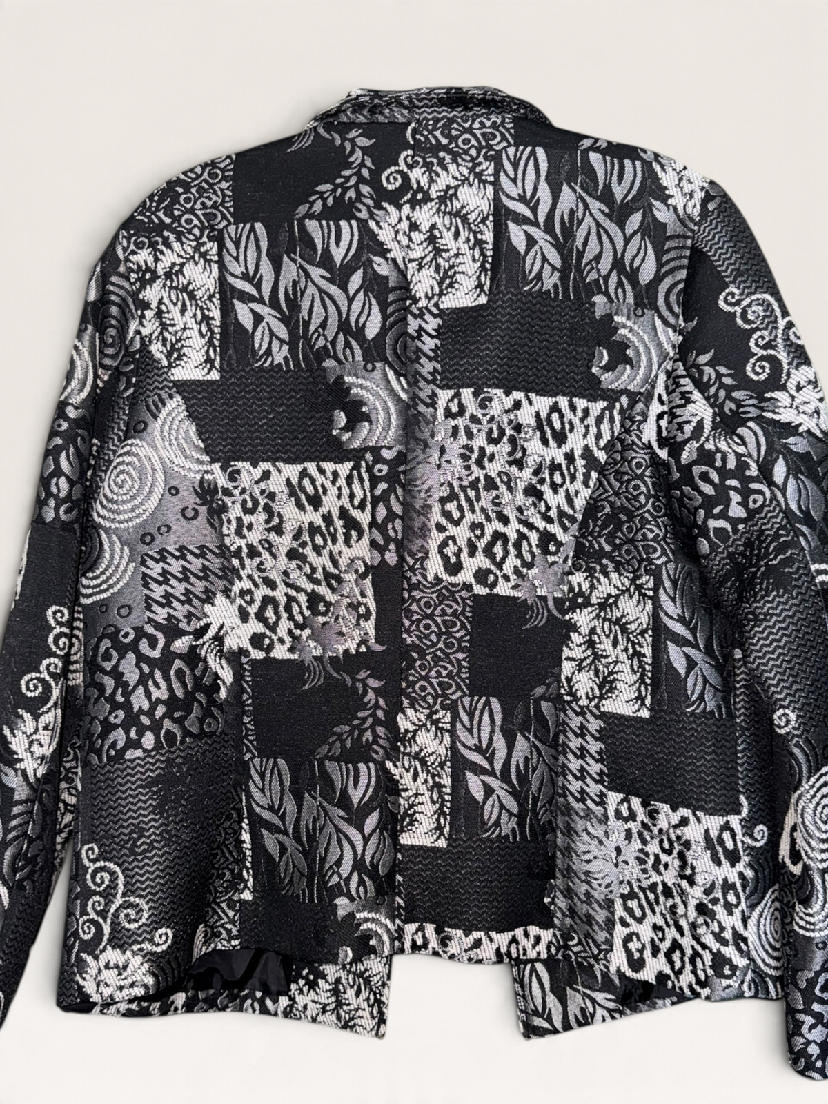 Christopher & Banks Black & White Mixed-Pattern Jacket
