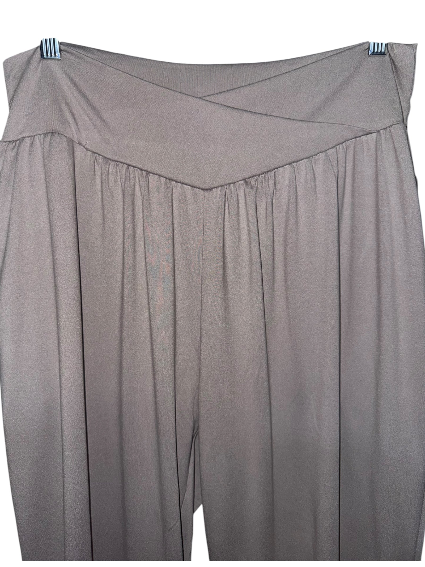 Taupe Crossover-Waist Harem Jogger Pants