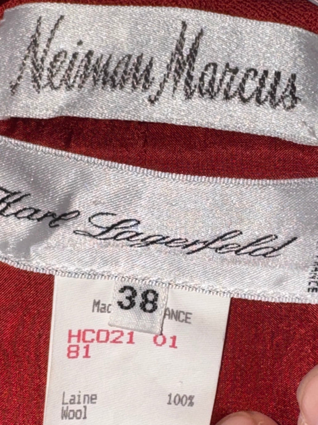Vintage Karl Lagerfeld Red Double-Breasted Wool Coat