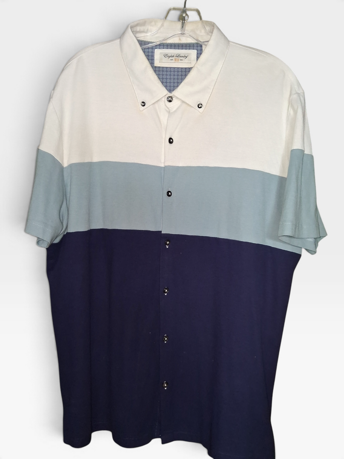 English Laundry Men's Colorblock Short Sleeve Button-Down Shirt
