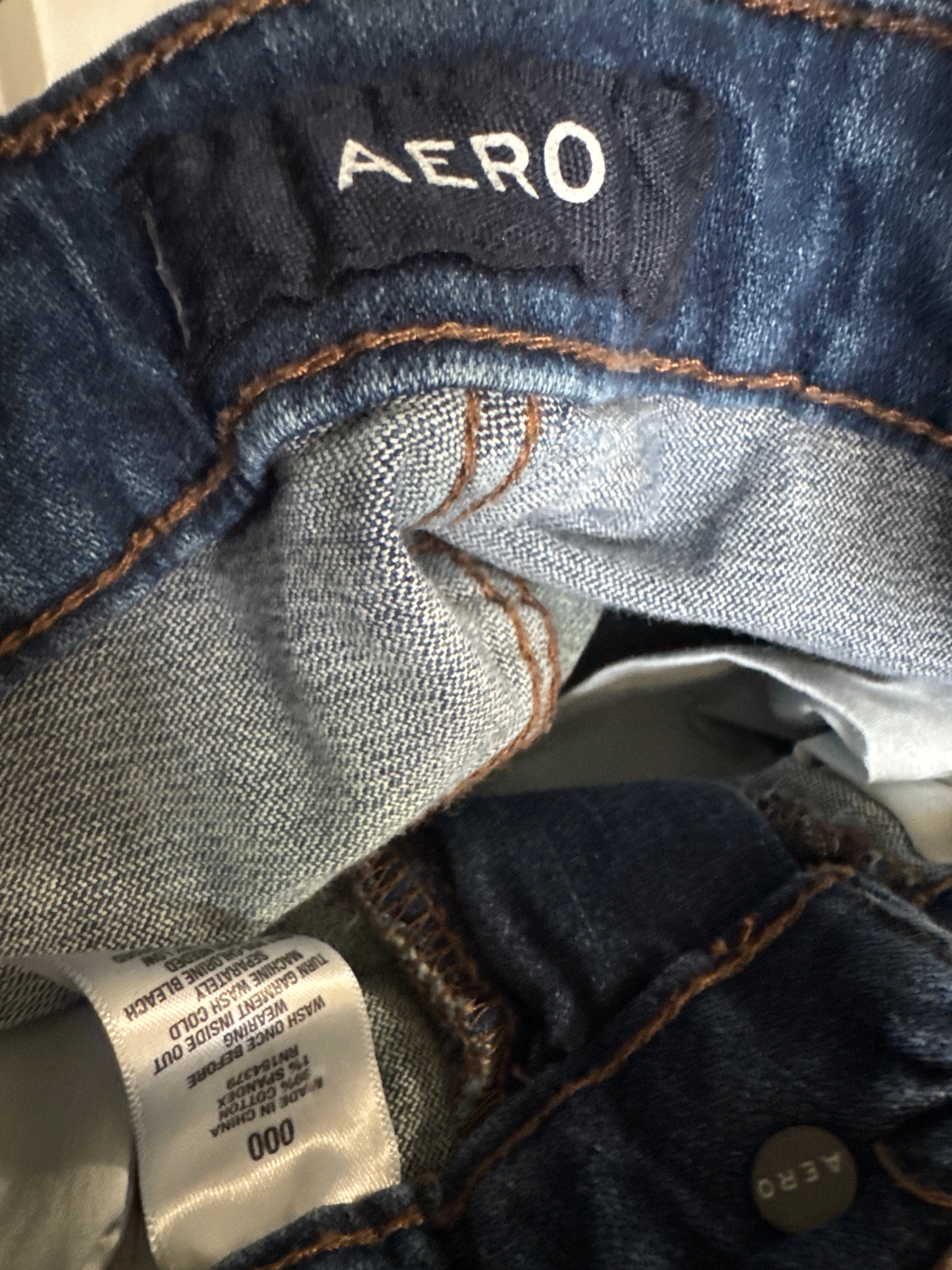 Aeropostale Distressed Denim Overalls | Dark Wash Skinny Fit Overalls