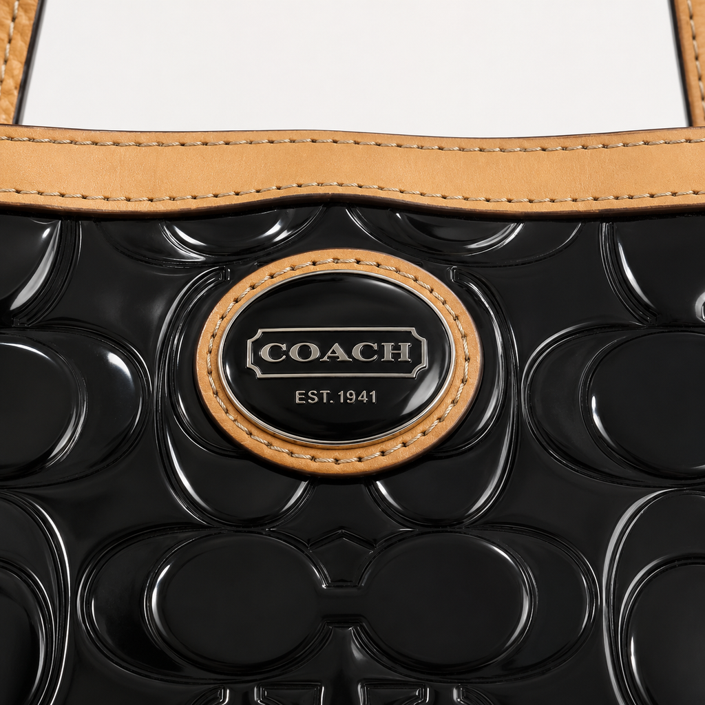Authentic Coach Signature Patent Leather Tote Bag Black F48169 | Legitmark COA