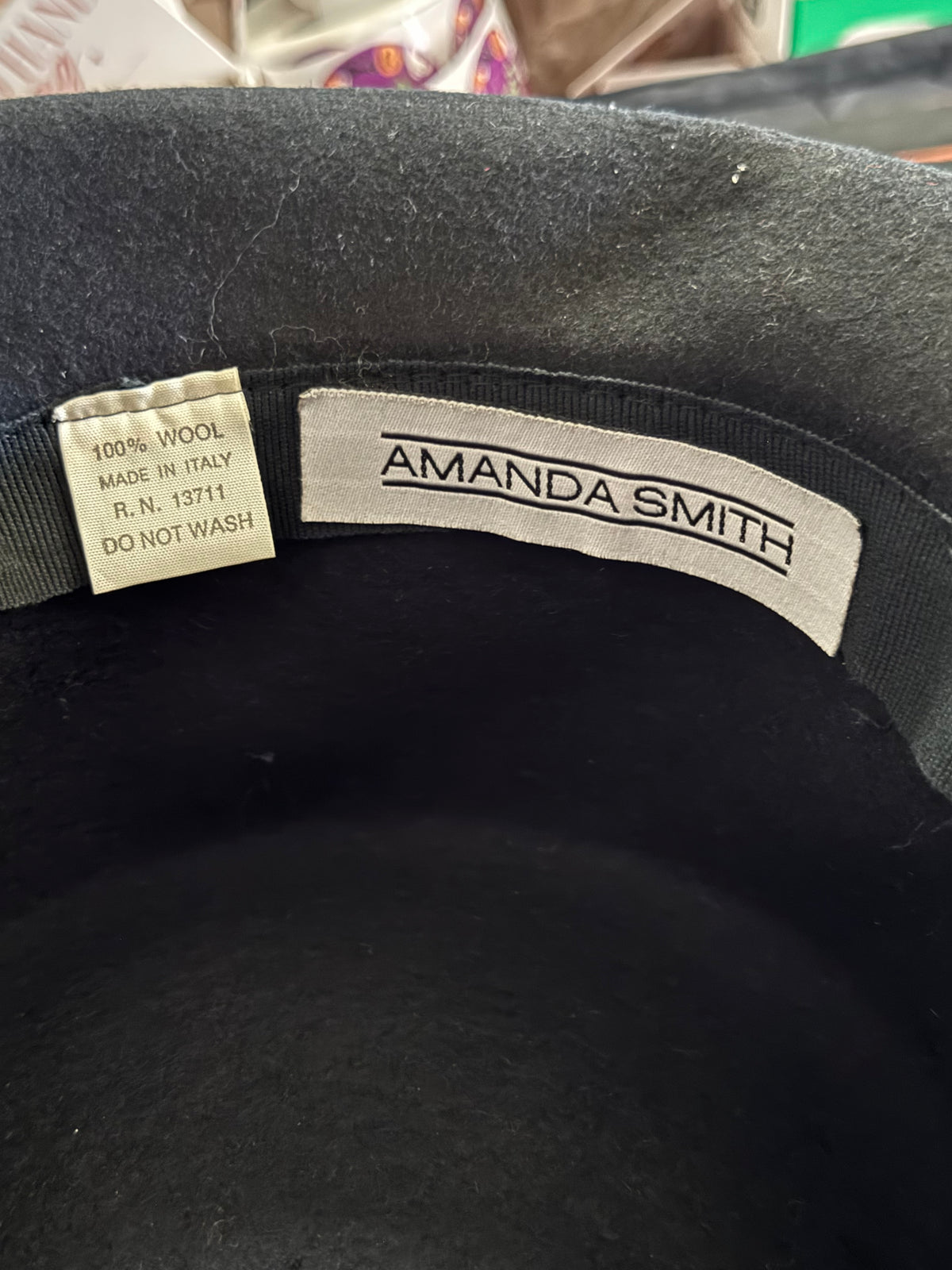 Amanda Smith Black Wool Cloche Hat — Made in Italy