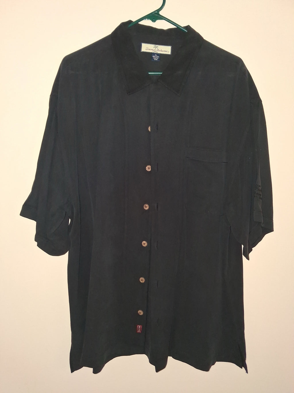 Tommy Bahama Black 100% Silk Short-Sleeve Camp Shirt
