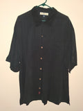 Tommy Bahama Black 100% Silk Short-Sleeve Camp Shirt