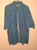 Moda Campia Blue Geometric Pattern Camp Shirt
