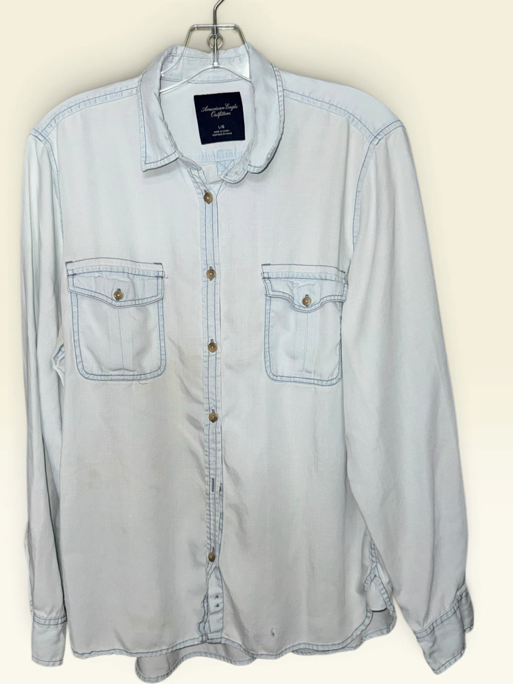 American Eagle Pale-Wash Utility Shirt