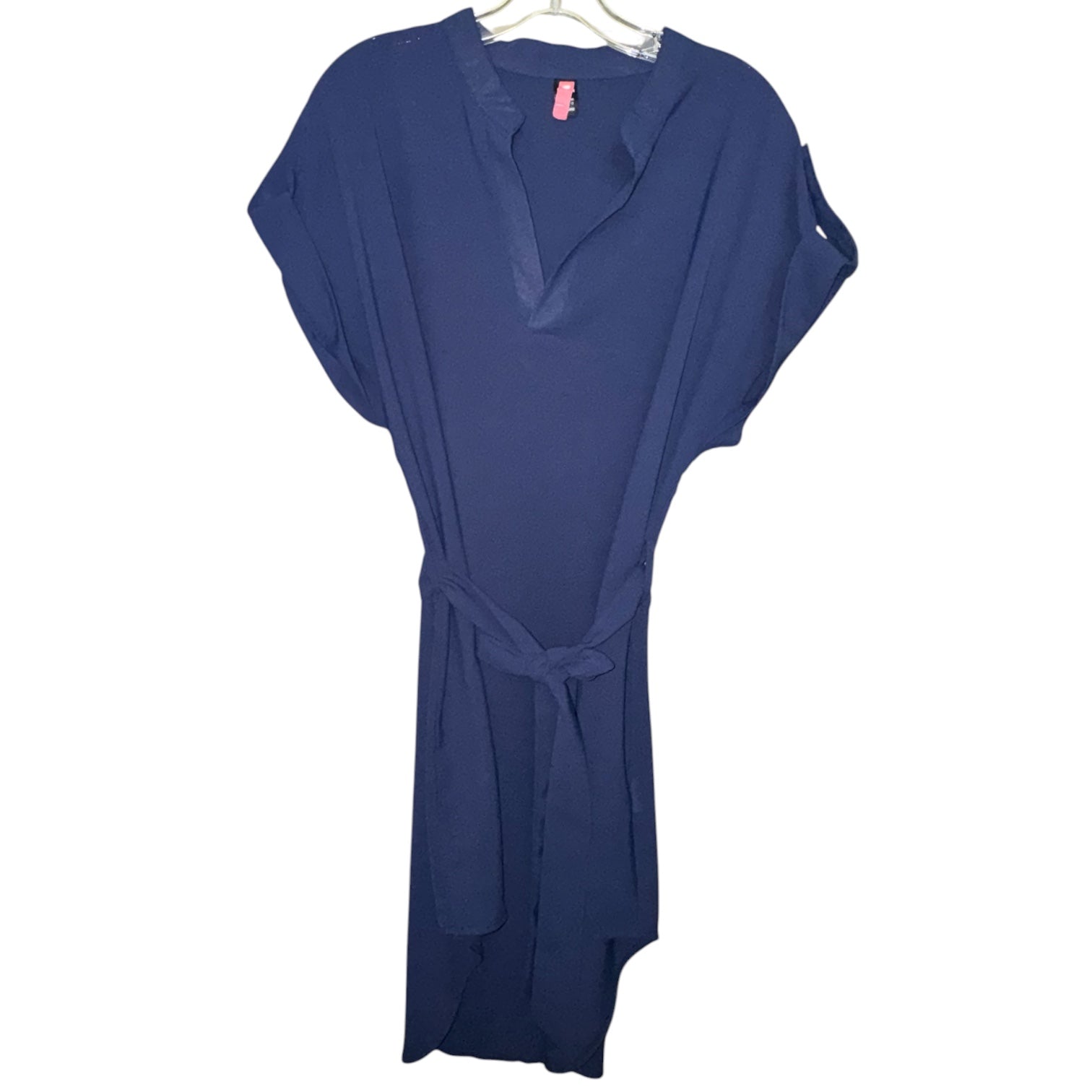 Navy Belted High-Low Dres