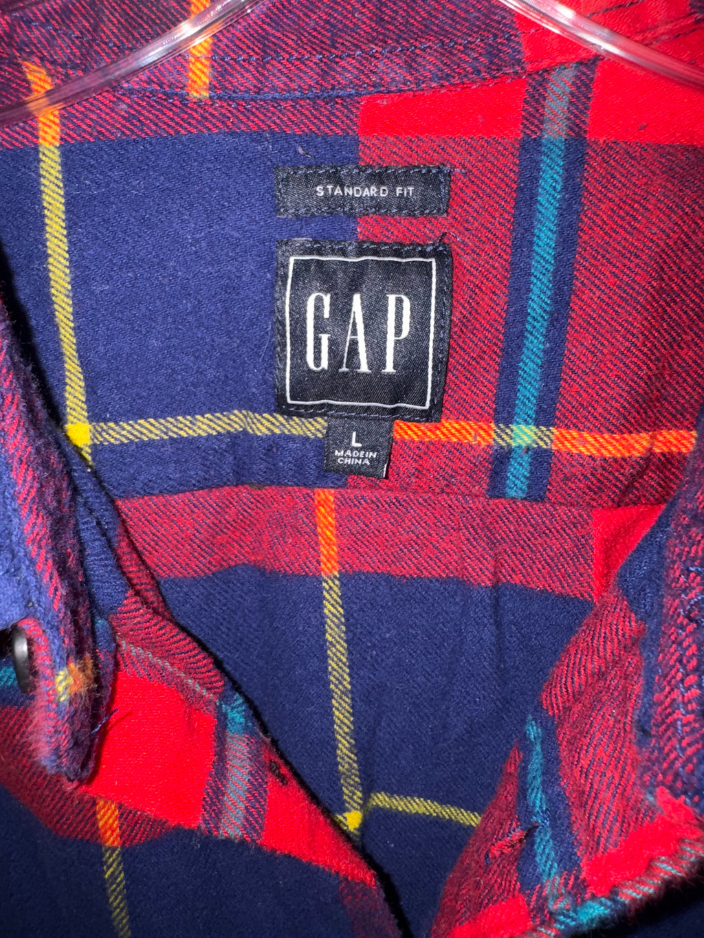 Gap Red & Navy Plaid Flannel Shirt