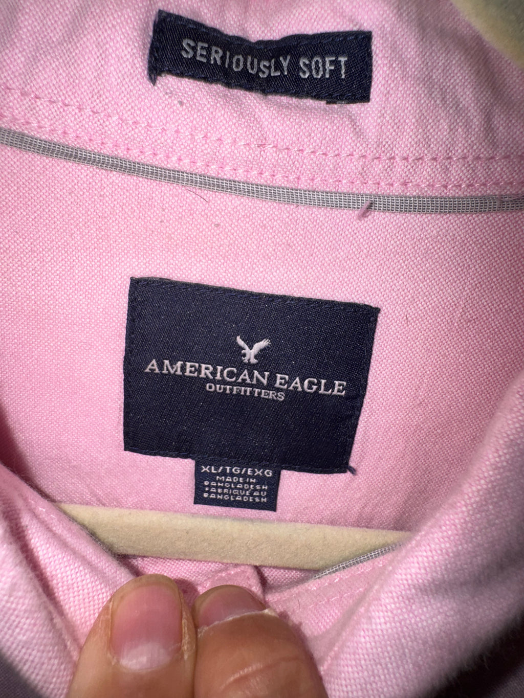 American Eagle Seriously Soft Pink Button-Down