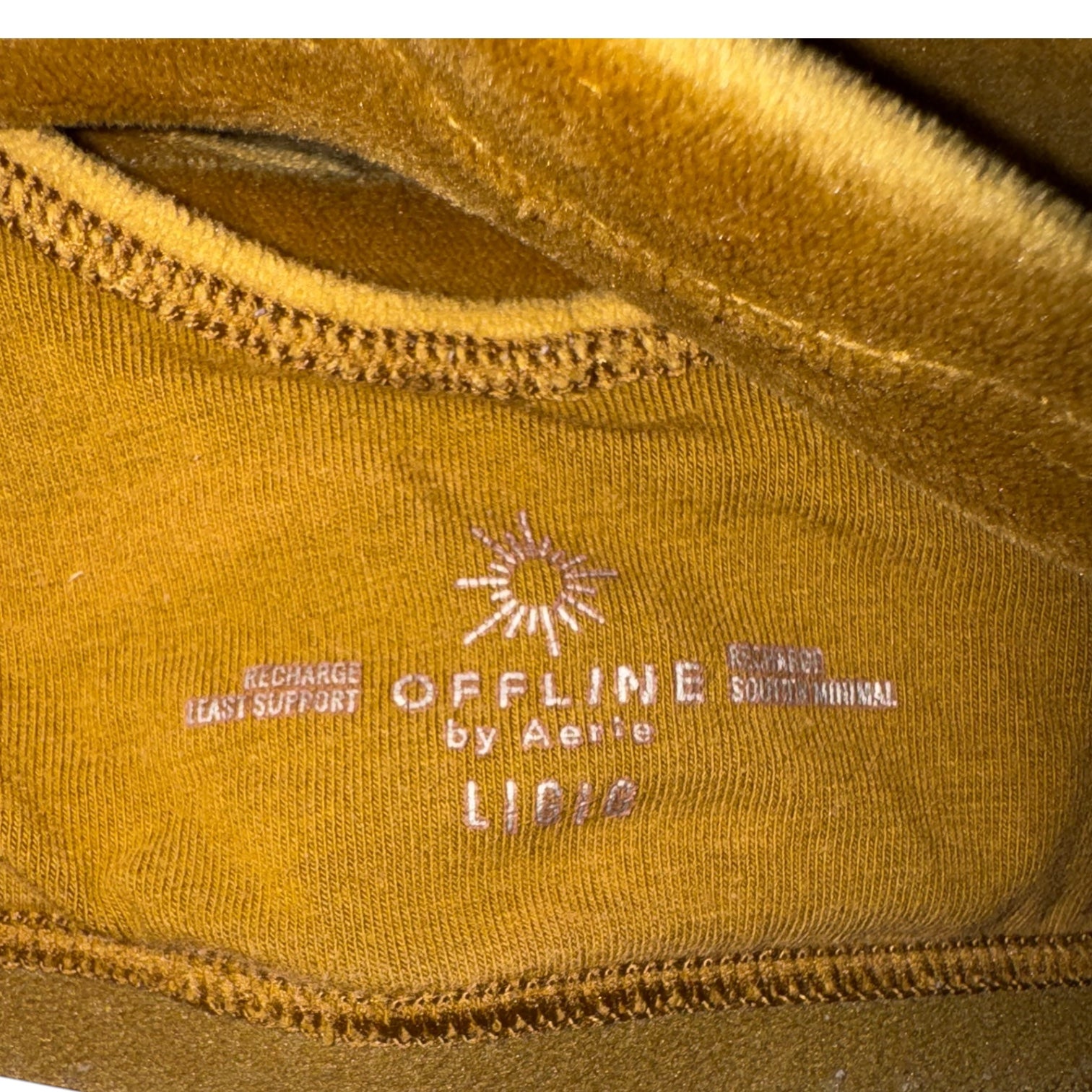 OFFLINE by Aerie Mustard Gold Velvet Cropped Sports Bra