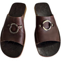 Vintage Coach Brown Leather O-Ring Slide Sandals
