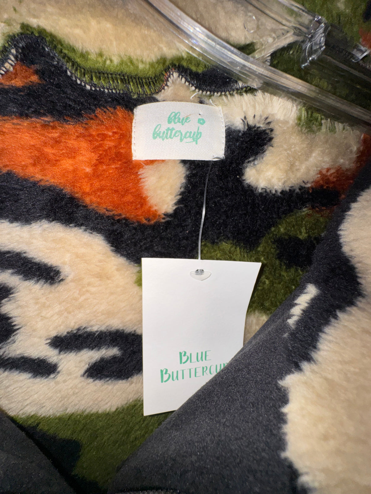 Blue Buttercup Camo Plush Zip-Up Jacket