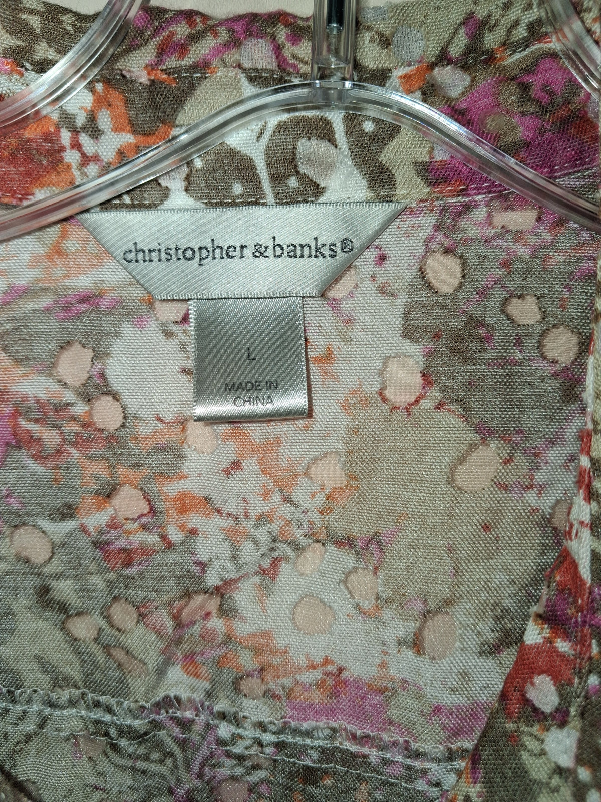 Christopher & Banks Abstract Print Button-Front Jacket