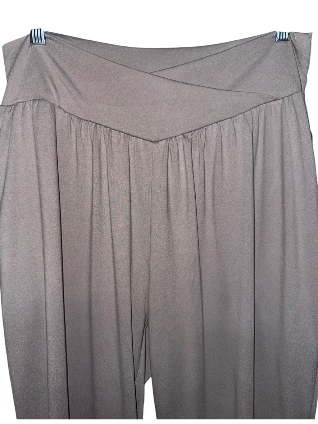 Taupe Crossover-Waist Harem Jogger Pants