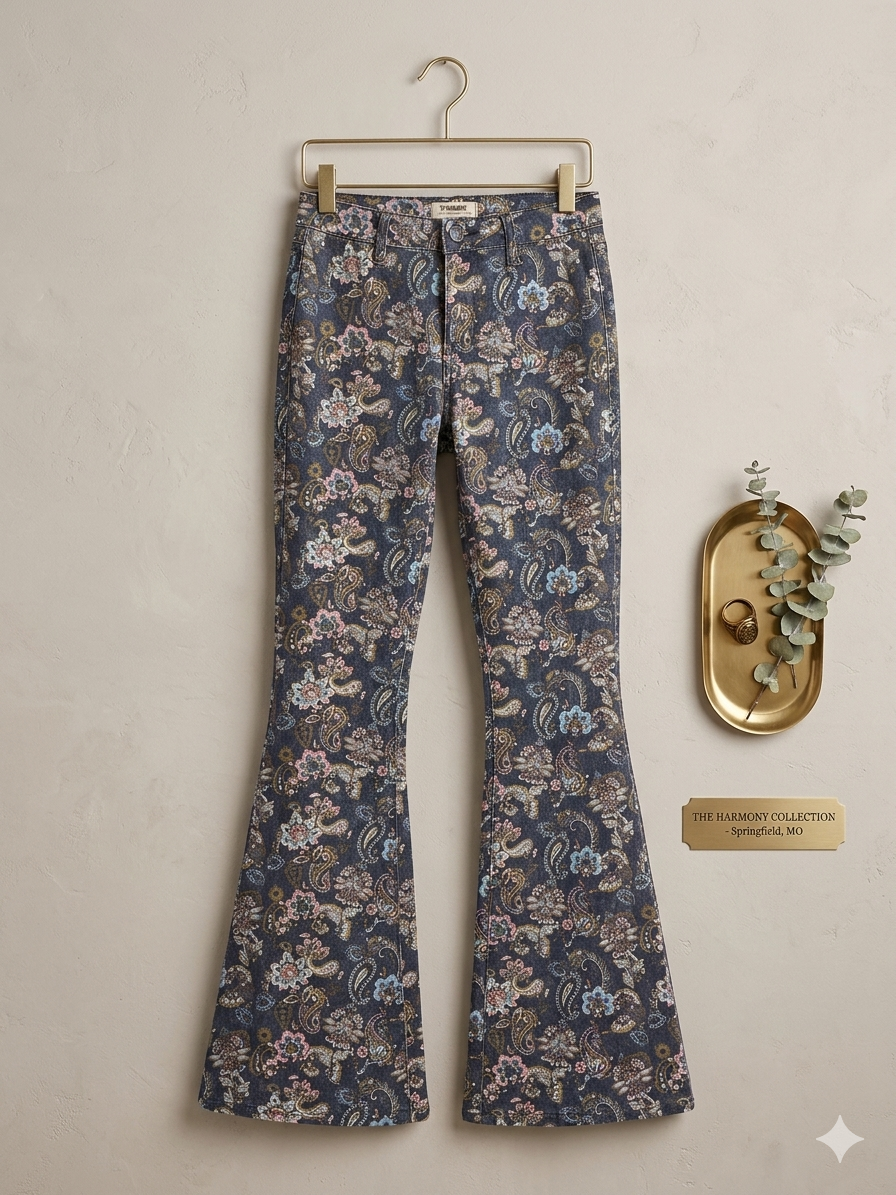 Rock & Roll Denim Paisley Bell Bottom Jeans