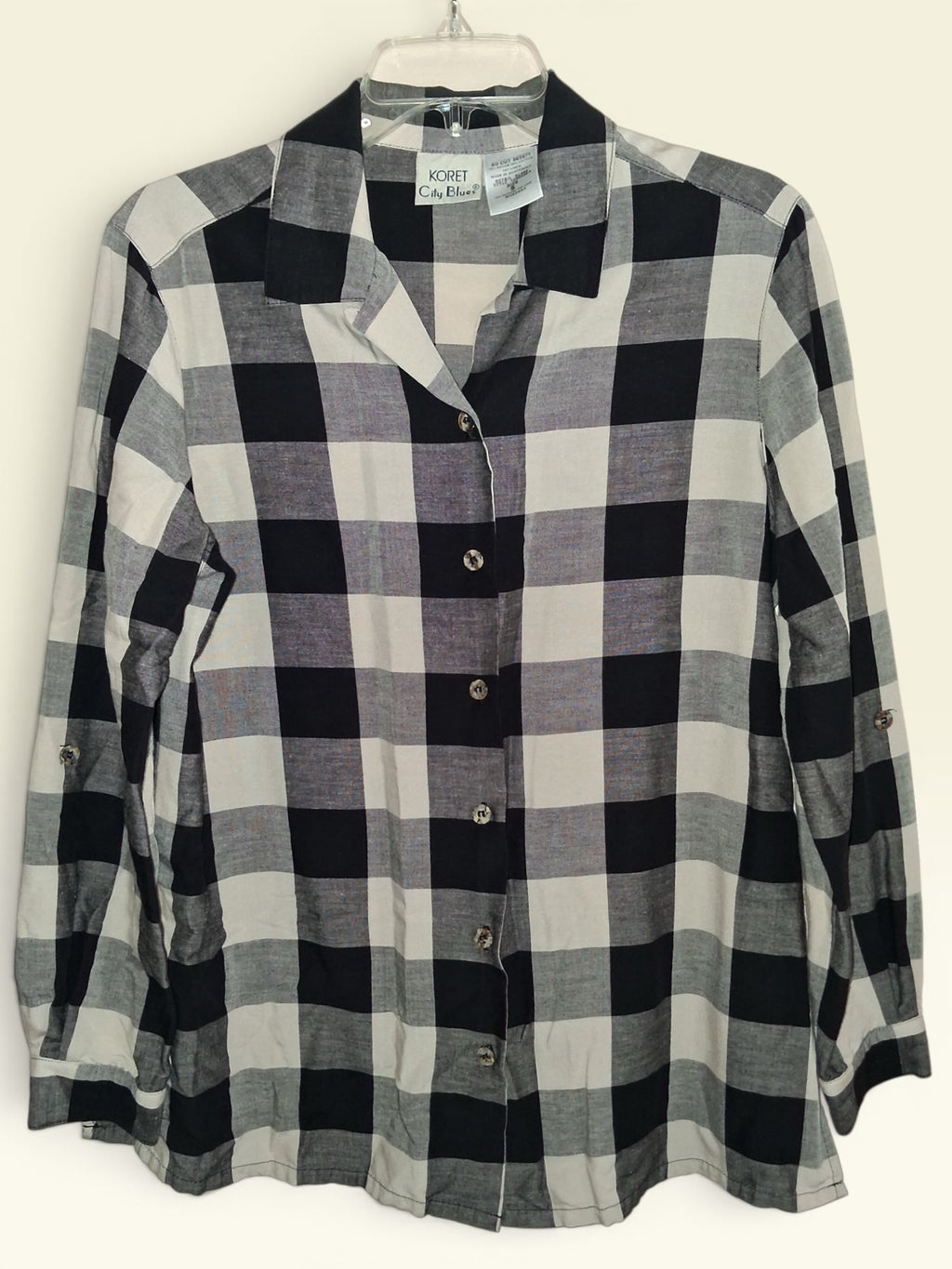 Koret City Blues Black & White Check Blouse
