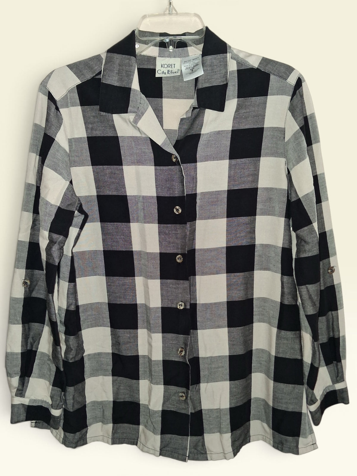 Koret City Blues Black & White Check Blouse