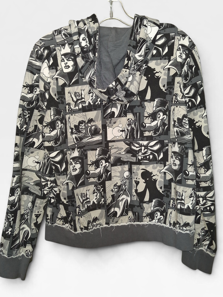 Disney Parks Villains Black & Gray Comic Print Zip-Up Hoodie