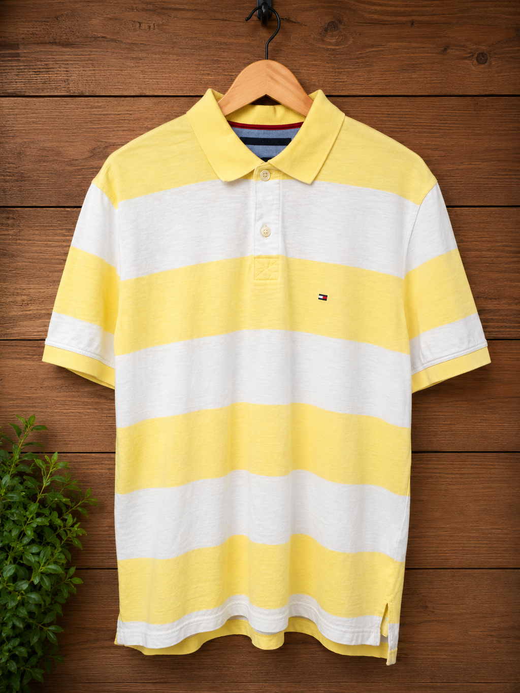 Tommy Hilfiger Yellow & White Striped Polo