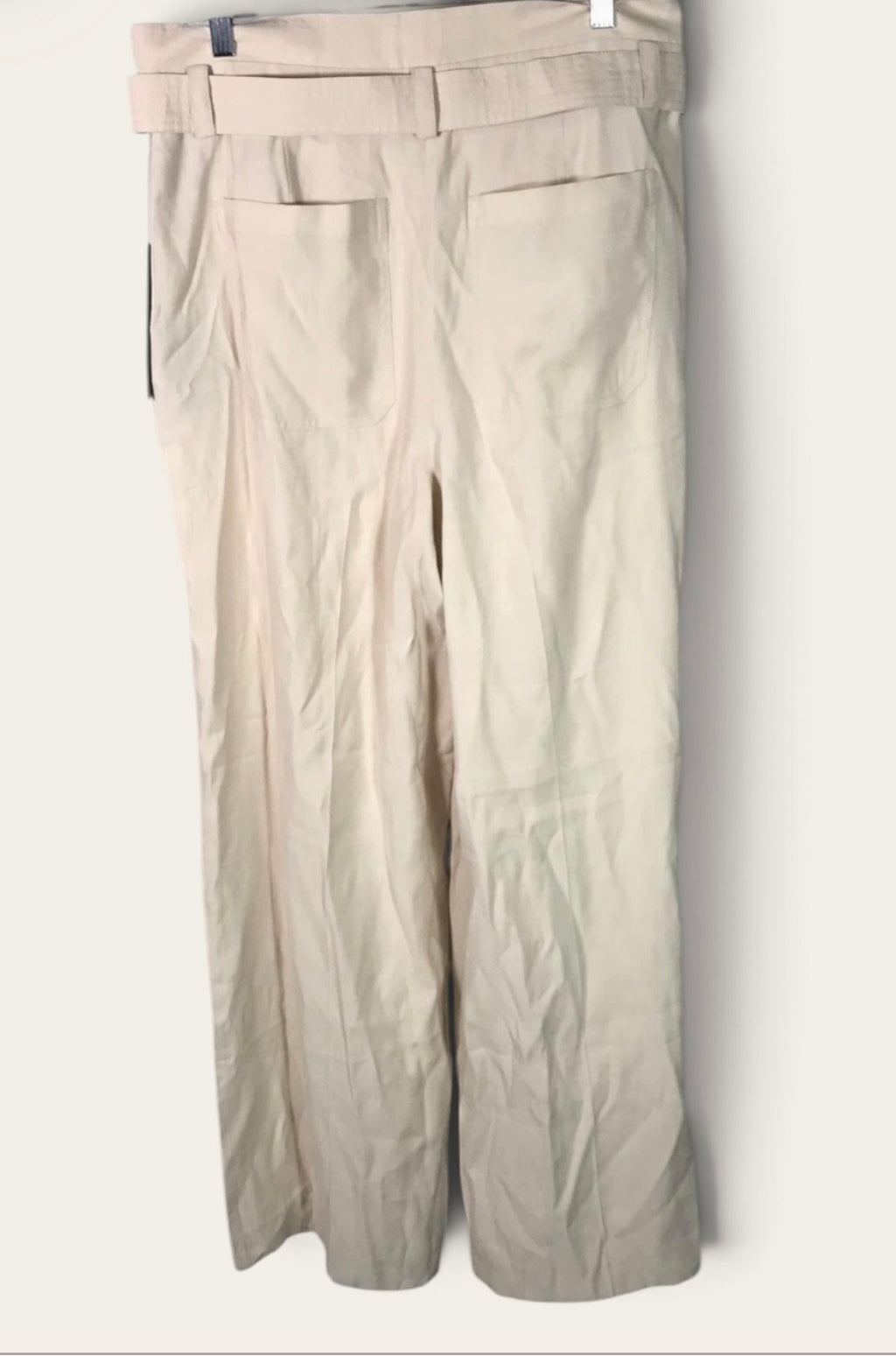 Donna Karan New York Cream Wide-Leg Belted Trousers