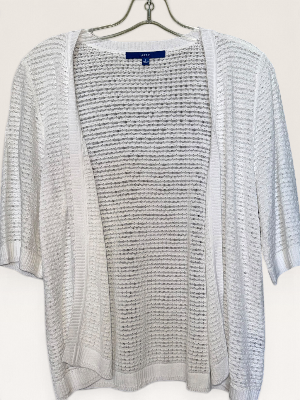 Apt. 9 White Textured Open-Front Cardigan