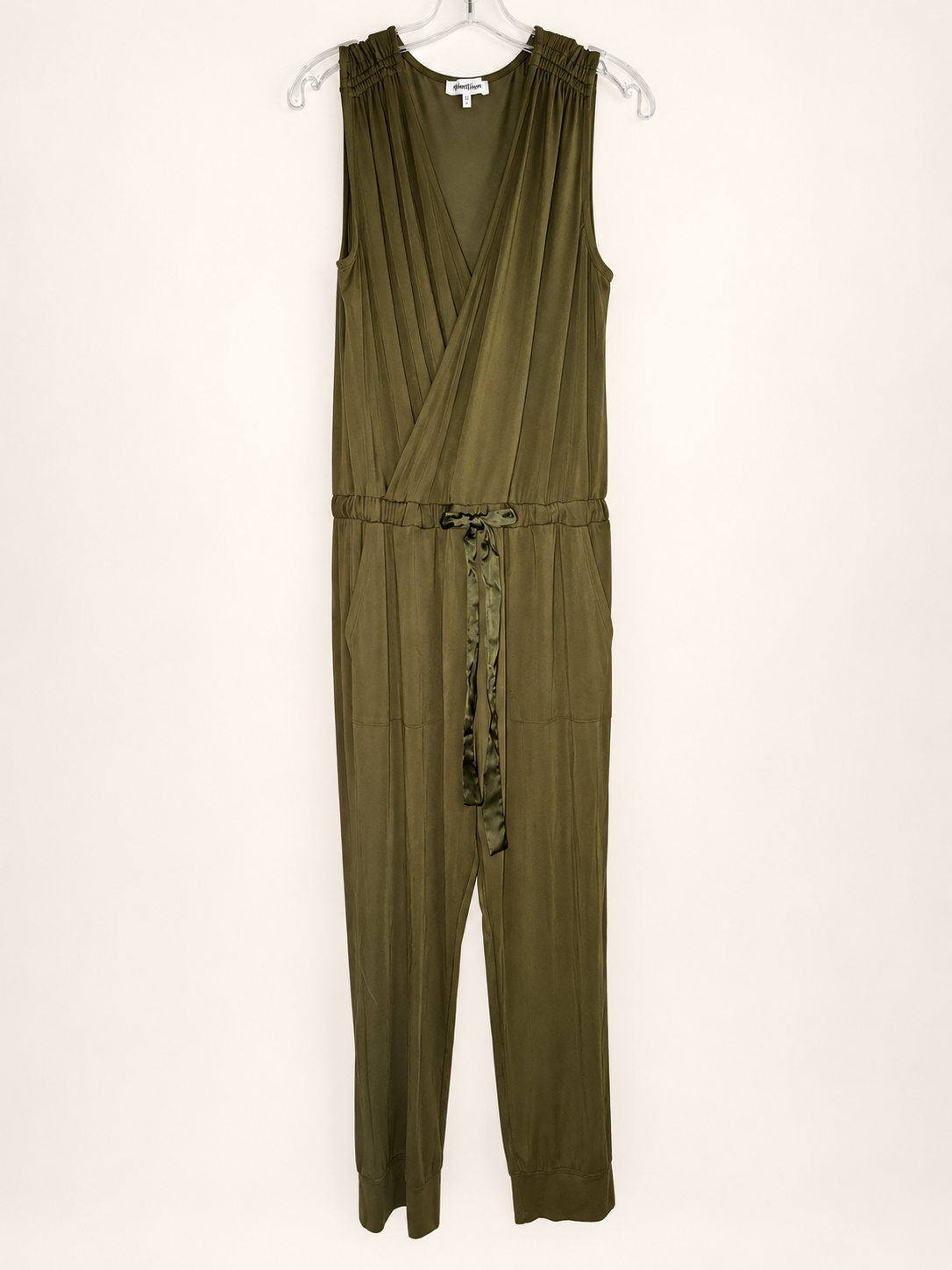 Heartloom Olive Green Wrap-Front Sleeveless Jumpsuit
