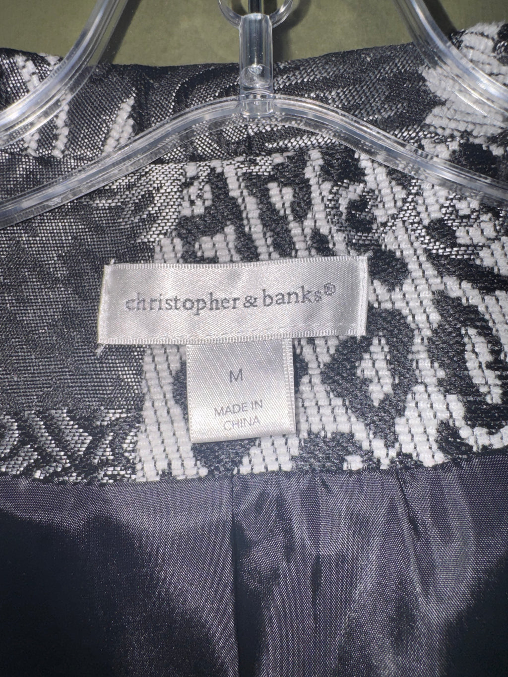 Christopher & Banks Black & White Mixed-Pattern Jacket