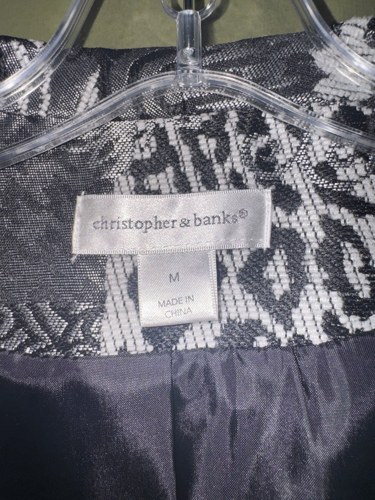 Christopher & Banks Black & White Mixed-Pattern Jacket