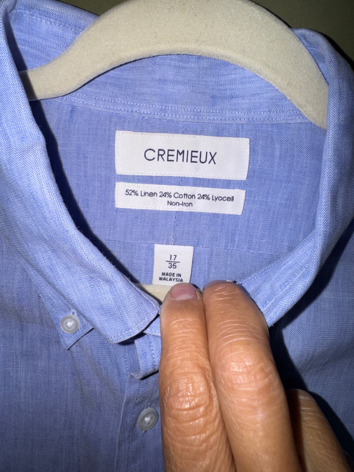 Cremieux Light Blue Linen-Blend Button-Down