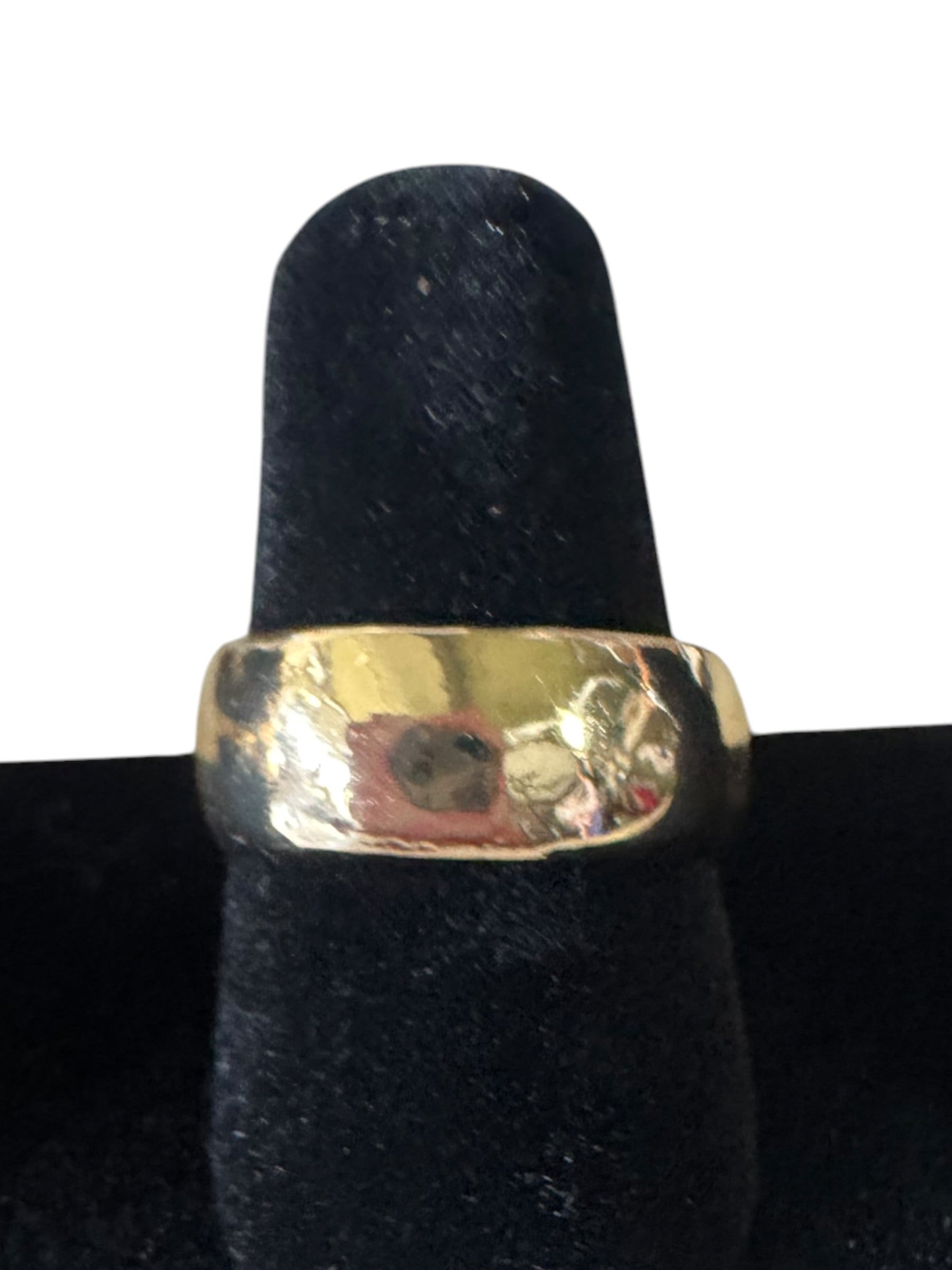 Wide Hammered Gold-Tone Band Ring