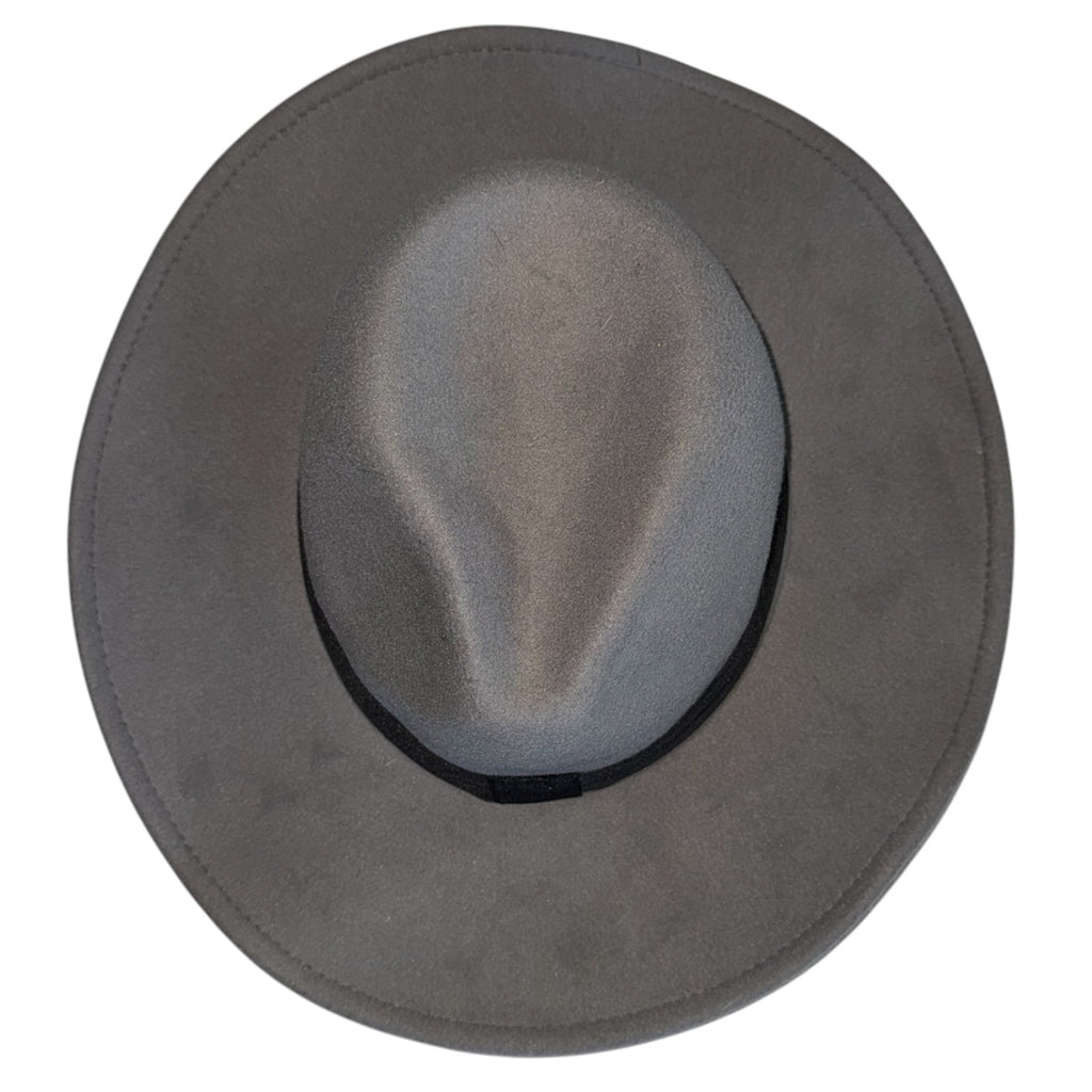 Light Gray Wide Brim Fedora Hat | Classic Rancher Style with Black Band