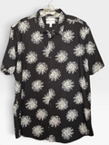 Calibrate Men's Black & White Floral Short Sleeve Button-Down Shirt