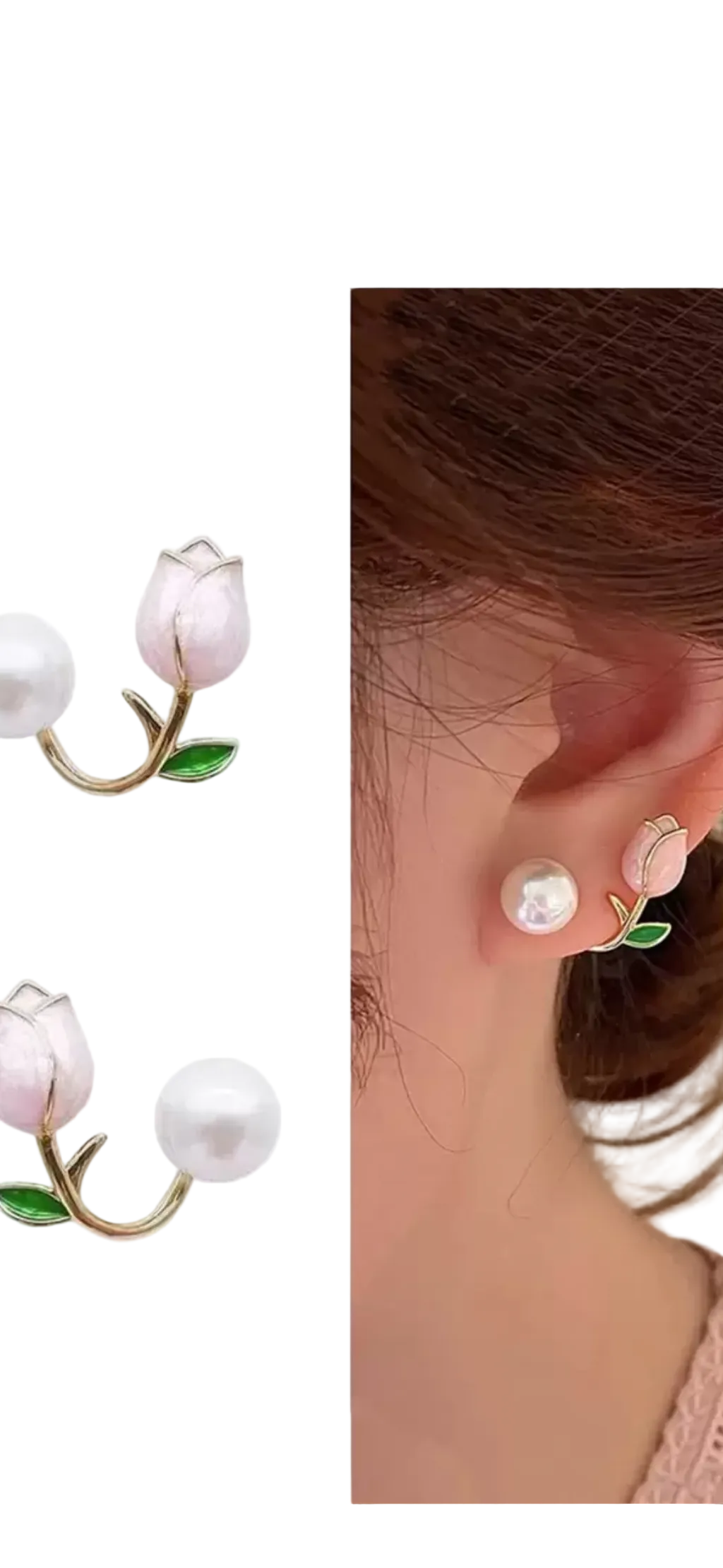 Pearl & Rose Wrap Earrings