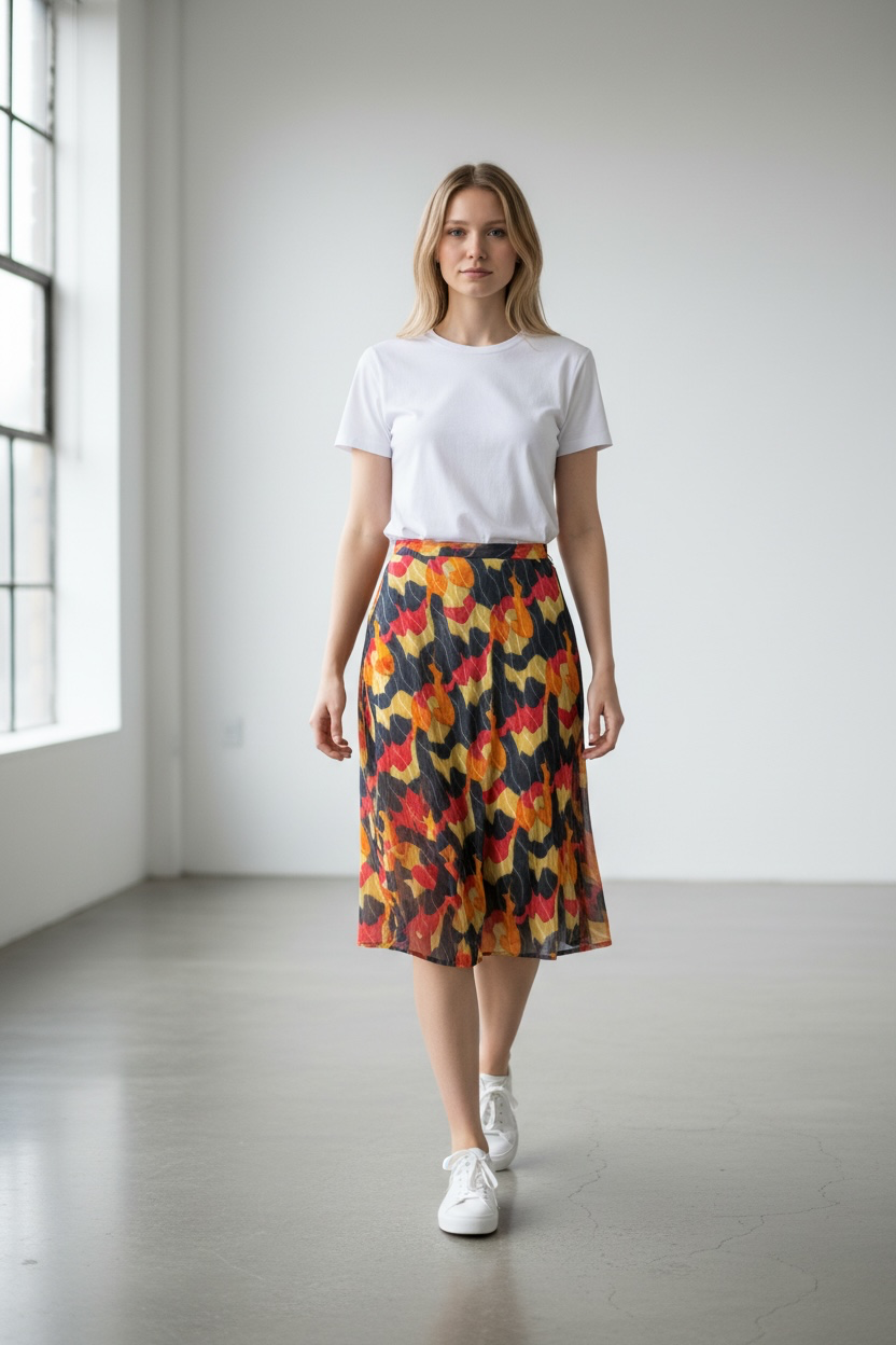 Vintage Abstract Print Pull-On Mini Skirt