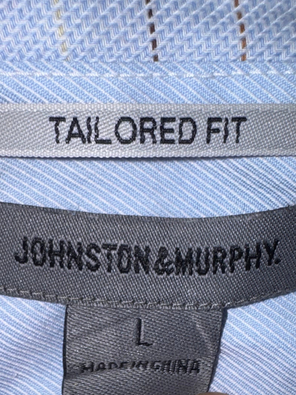 Johnston & Murphy Light Blue Plaid Button-Up Shirt