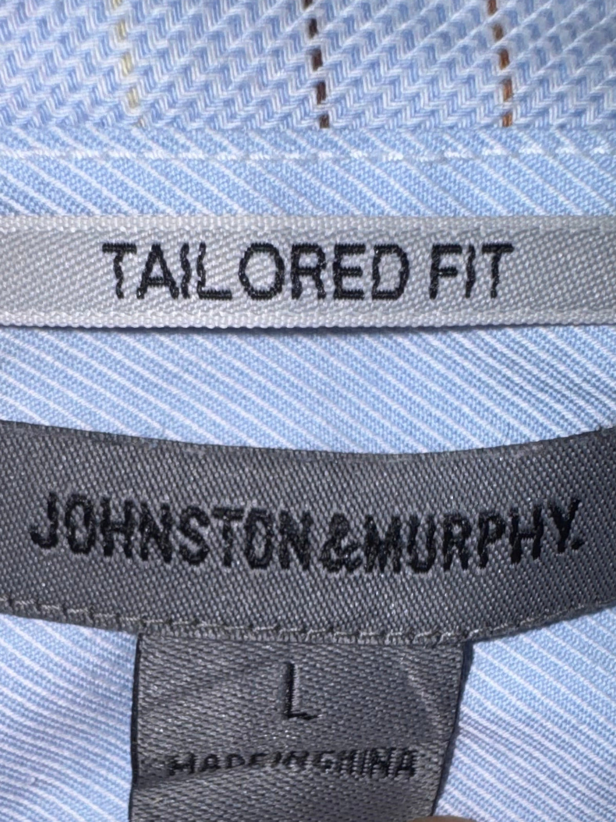 Johnston & Murphy Light Blue Plaid Button-Up Shirt