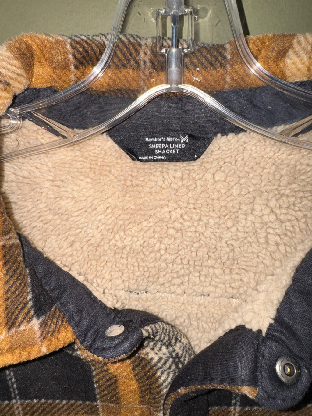 Member’s Mark Mustard & Black Plaid Sherpa-Lined Shacket