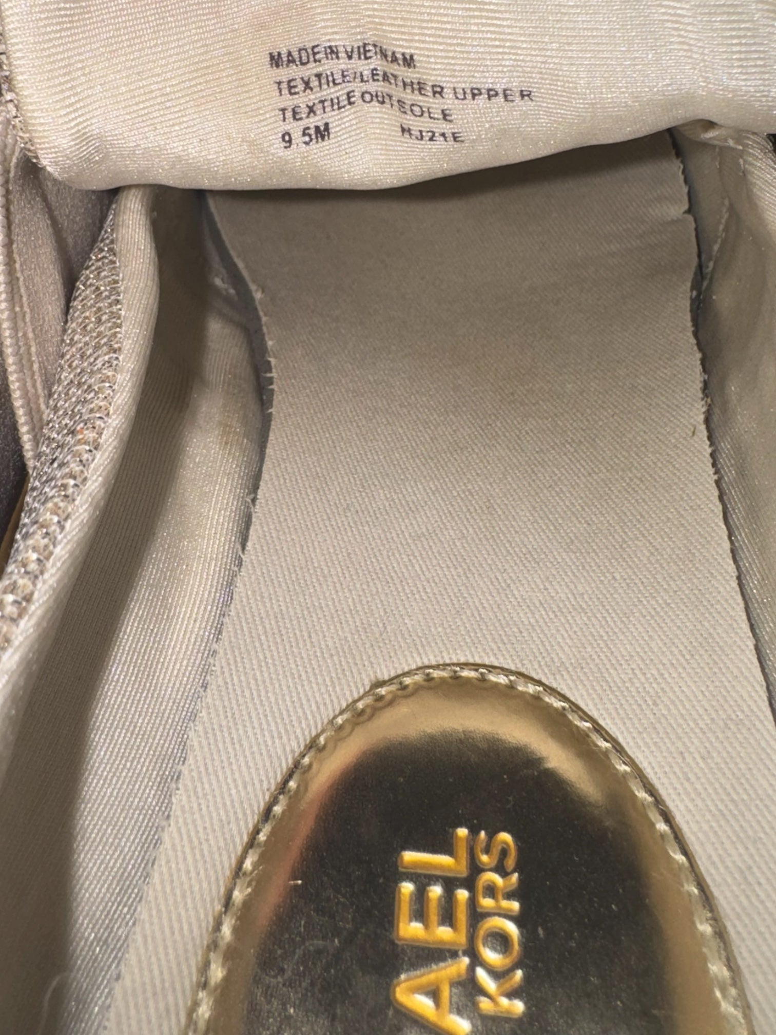 Michael Kors "Bodie" Cream & Gold Glitter Knit Slip-On Sneakers