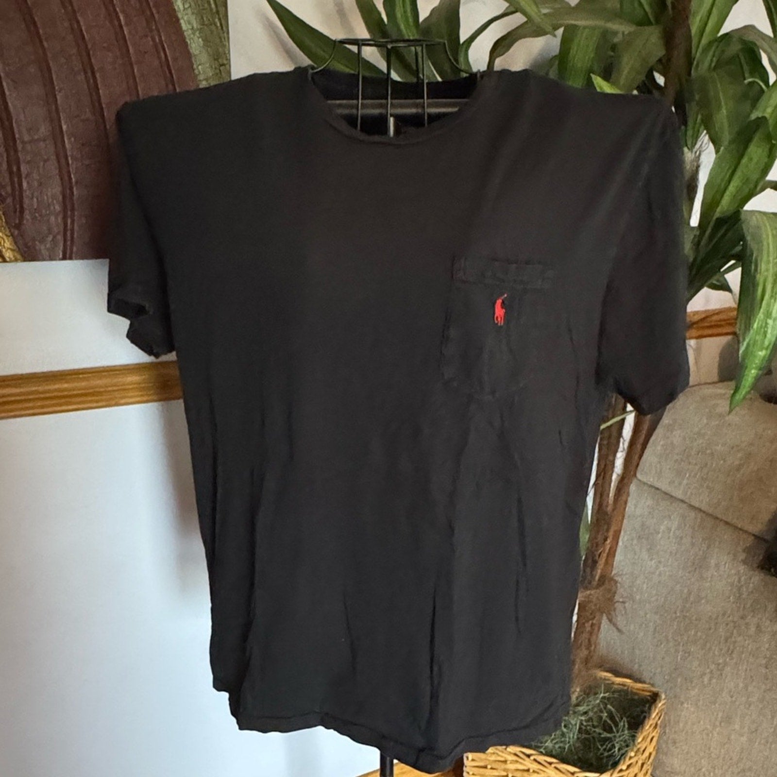 Ralph Lauren Black Short Sleeve Tee with Red Logo