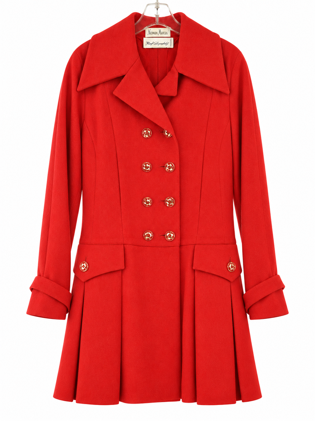 Vintage Karl Lagerfeld Red Double-Breasted Wool Coat