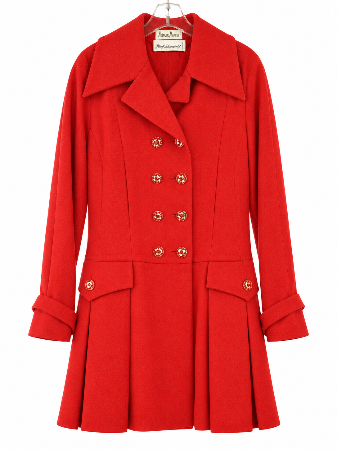 Vintage Karl Lagerfeld Red Double-Breasted Wool Coat