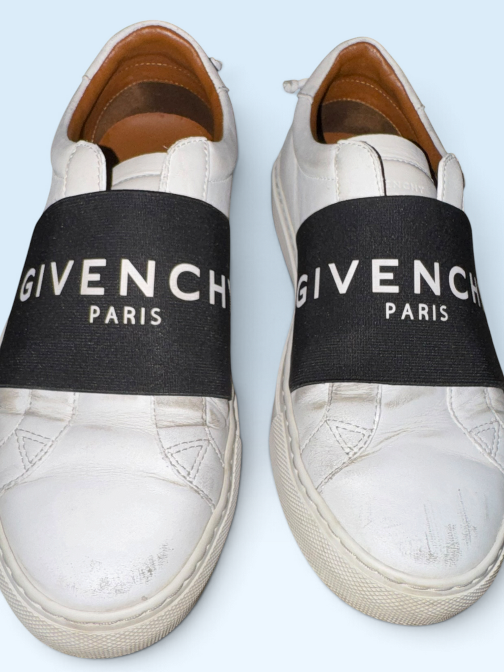 Givenchy Urban Street White Leather Logo Band Slip-On Sneakers