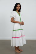 House of Dazzle Boutique White Ric Rac Tiered Dress (NWT)